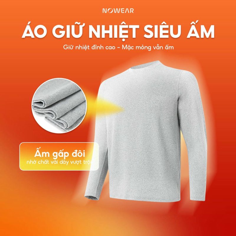 Áo Giữ Nhiệt Nam Vải Dày NOWEAR Siêu Ấm