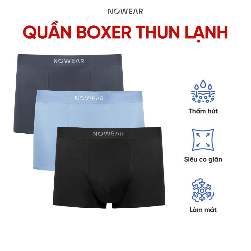 Combo 3 Quần Boxer Nam NOWEAR Thun Lạnh